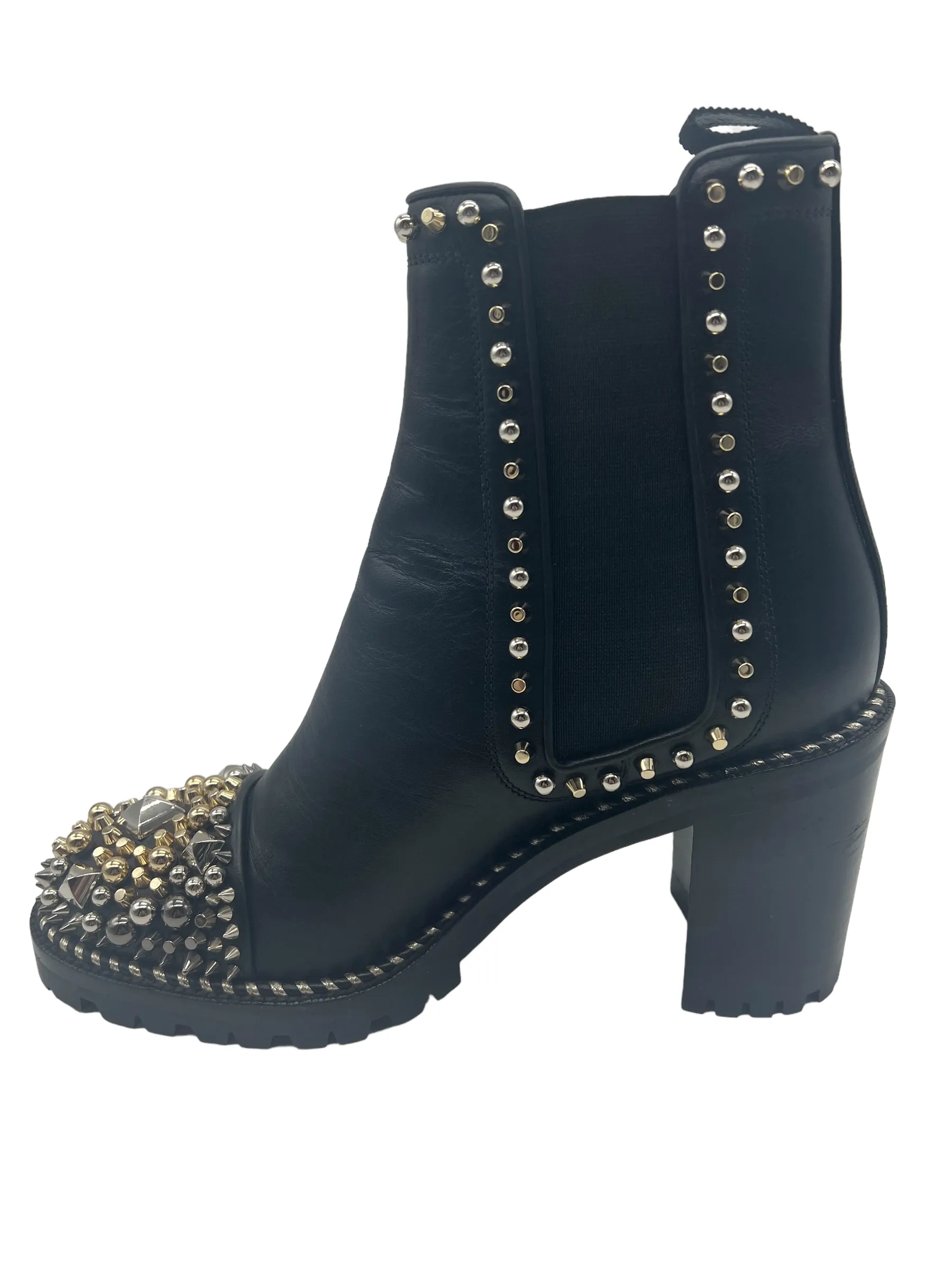 Louboutin Black Leather Chasse A Clou 70 Size 38 Boots
