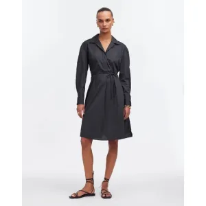 Madewell Shirt Dress Belted Long Sleeve Collared Black Dress Size S
