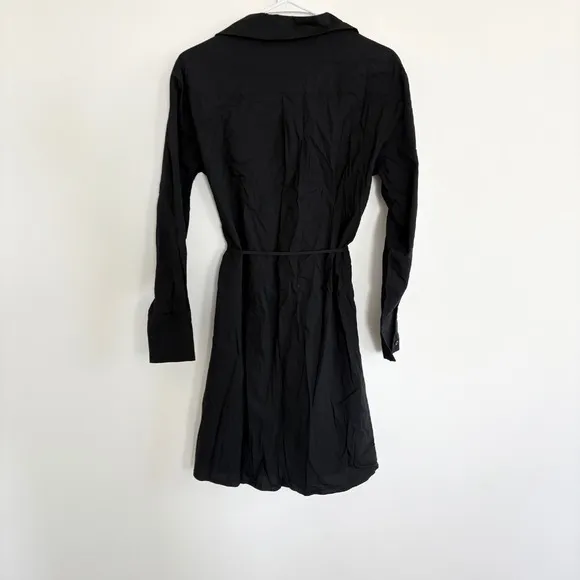 Madewell Shirt Dress Belted Long Sleeve Collared Black Dress Size S