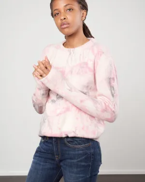 marble dye crew sweater - pink/grey