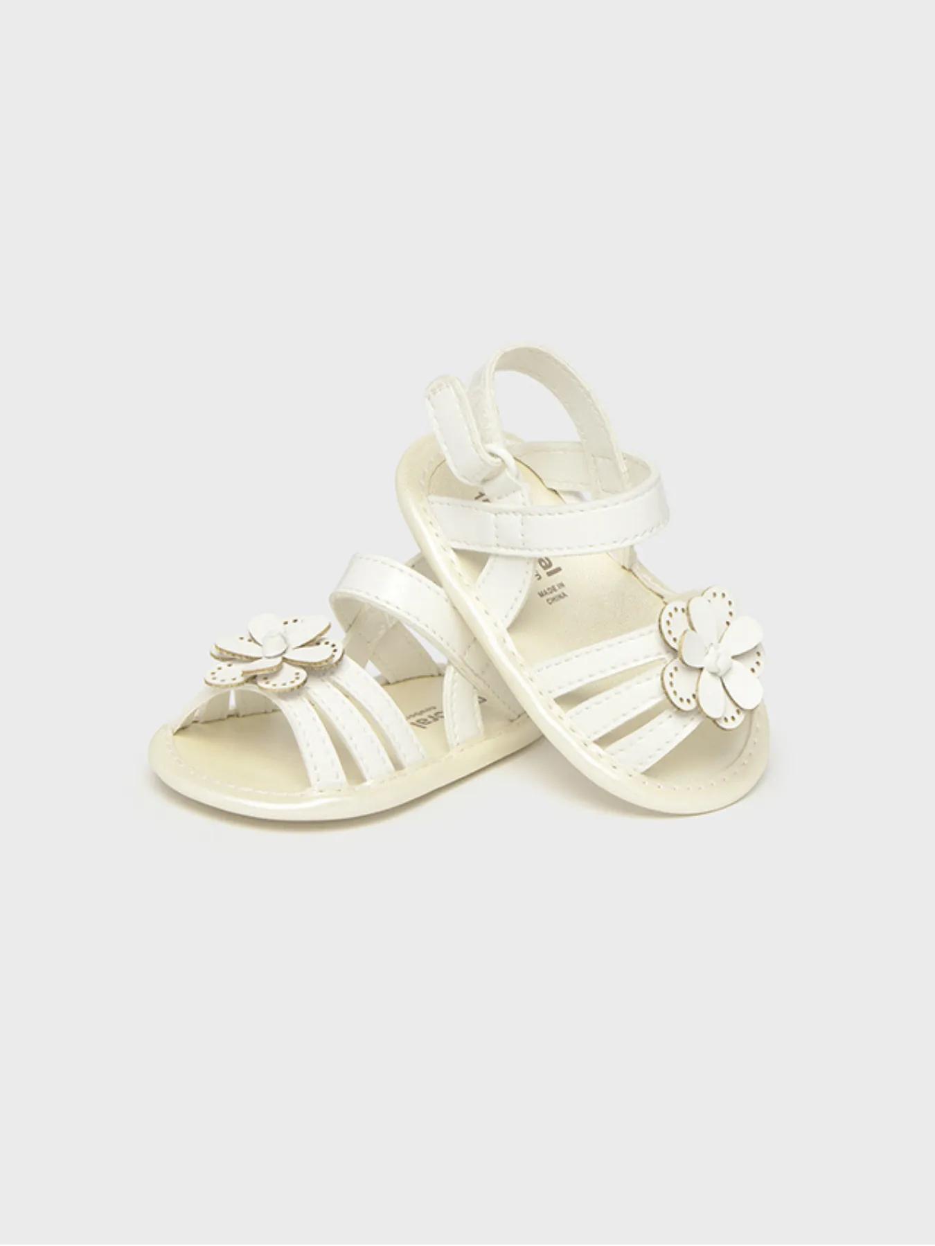 Mayoral Baby Sandals With Flower- White
