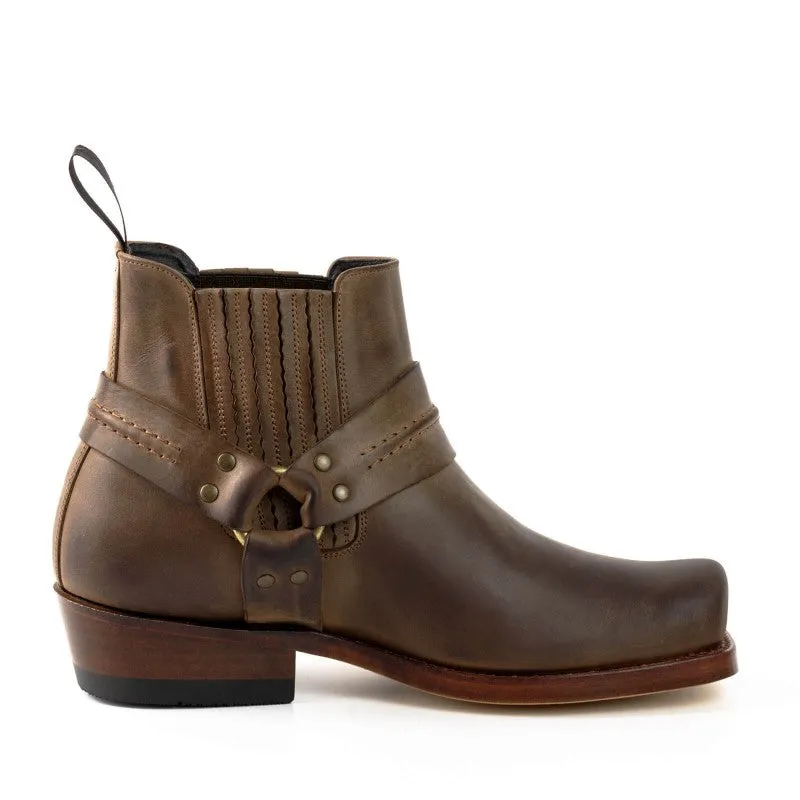 Men's and Women's Handmade Ankle Boots or Biker Boots in Brown Leather 04