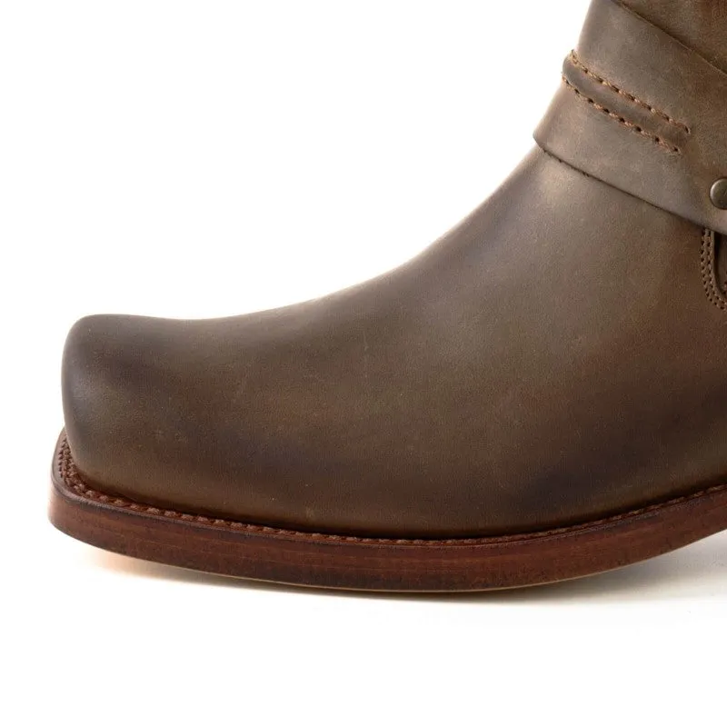 Men's and Women's Handmade Ankle Boots or Biker Boots in Brown Leather 04