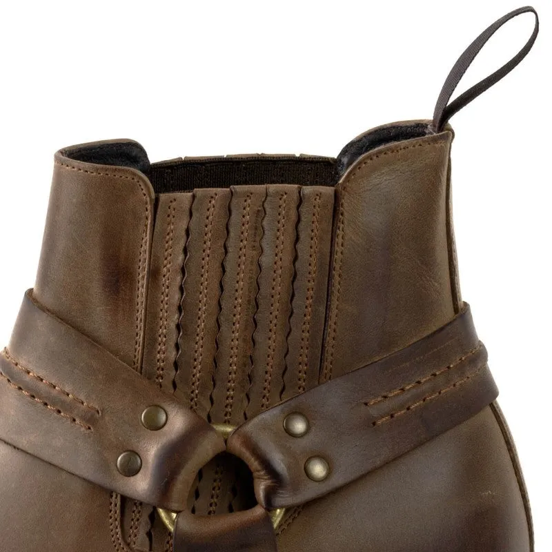 Men's and Women's Handmade Ankle Boots or Biker Boots in Brown Leather 04