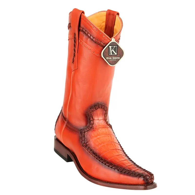 Men's King Exotic Boots Genuine Caiman Belly European Toe Cognac (477bd8203)