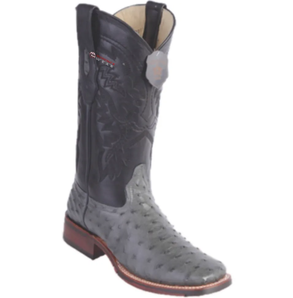 Men’s Los Altos Ostrich Boots Wide Square Toe (Rubber Sole)