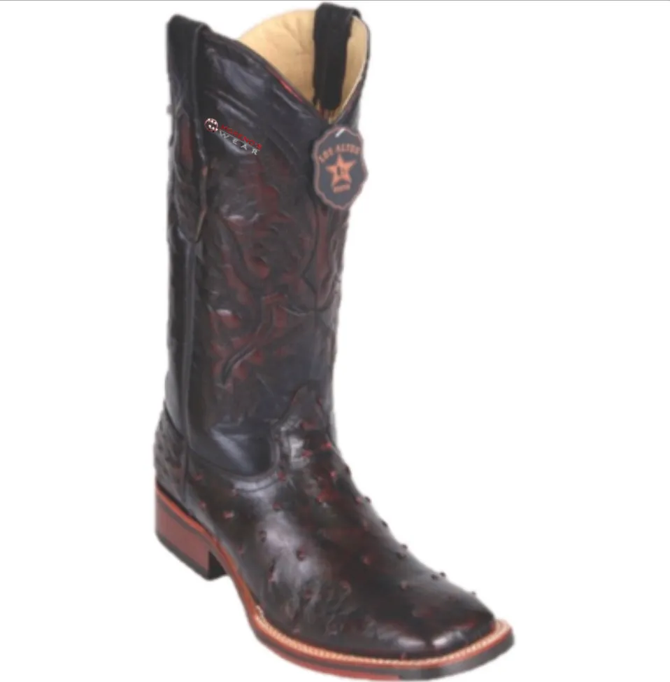 Men’s Los Altos Ostrich Boots Wide Square Toe (Rubber Sole)