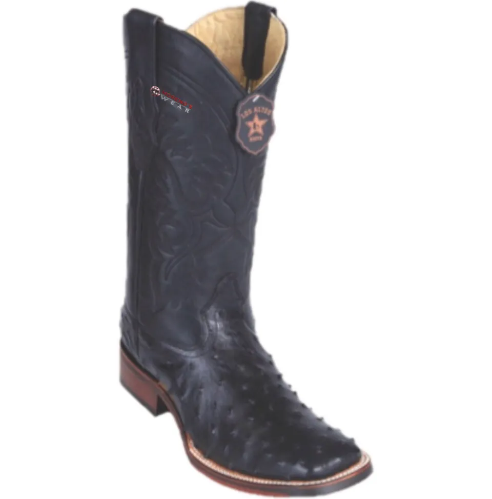 Men’s Los Altos Ostrich Boots Wide Square Toe (Rubber Sole)