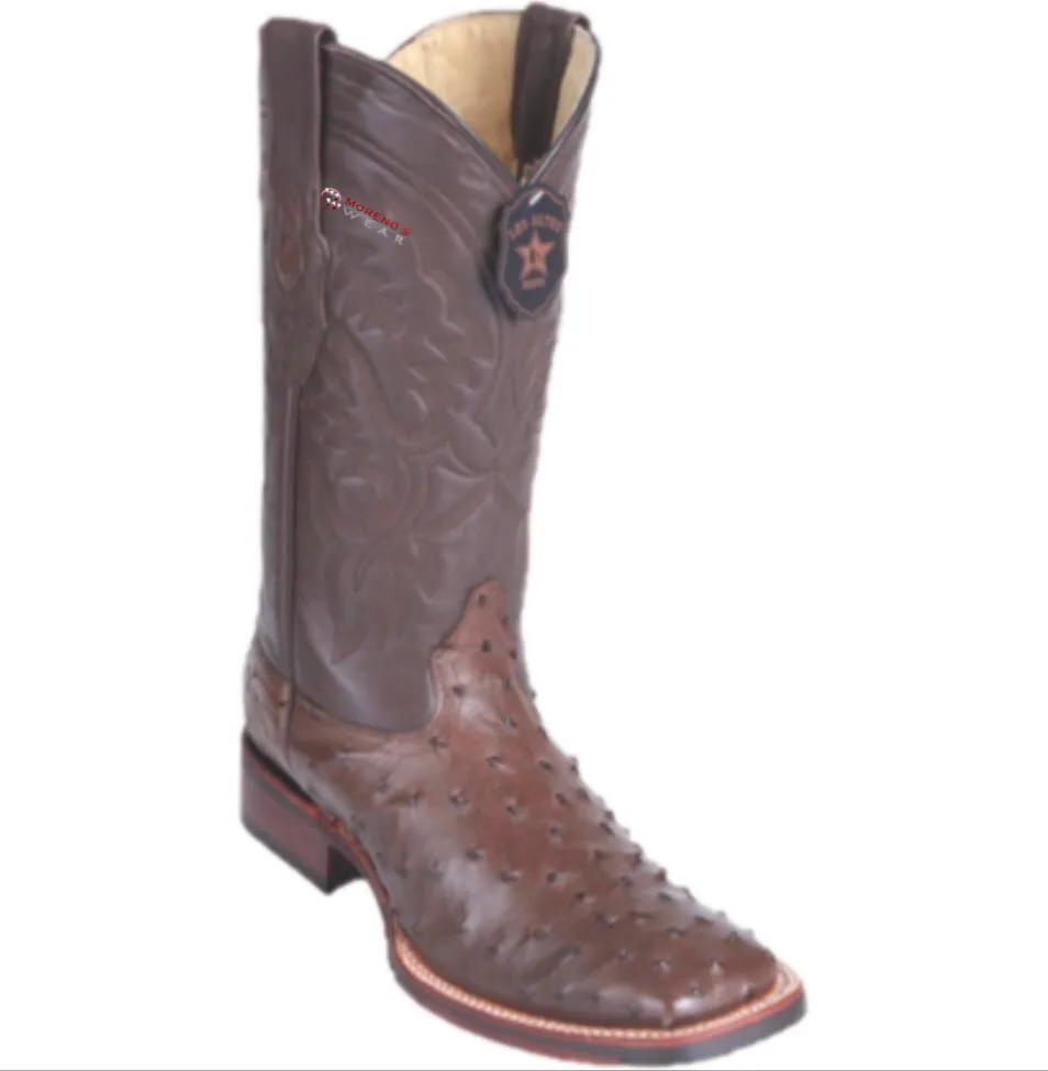 Men’s Los Altos Ostrich Boots Wide Square Toe (Rubber Sole)
