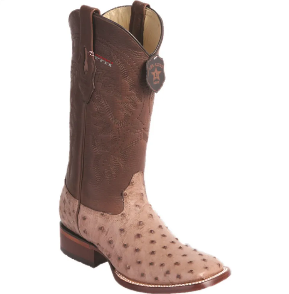 Men’s Los Altos Ostrich Boots Wide Square Toe