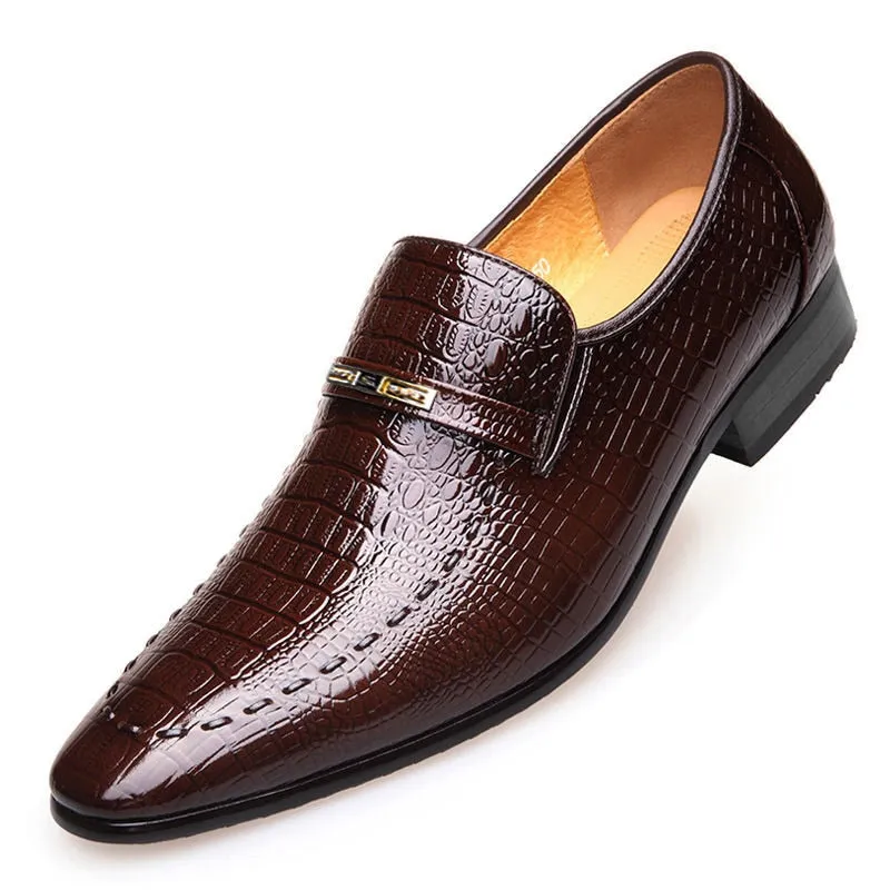 Men's PU Leather Shoes Luxury Crocodile Pattern Dress Shoes