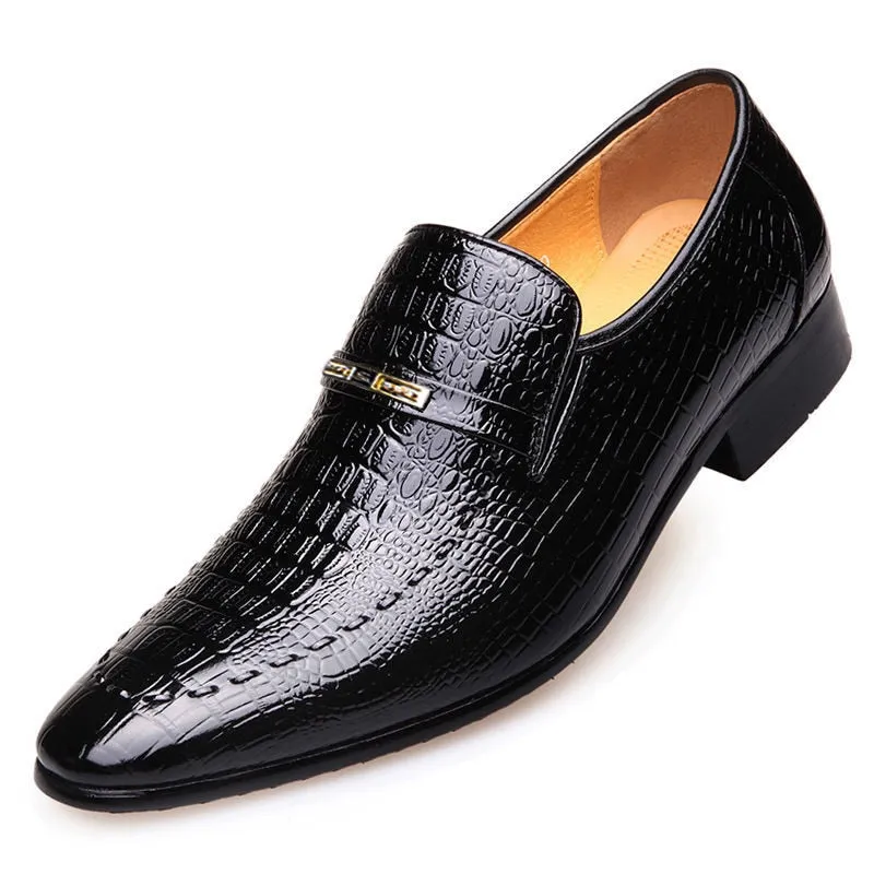 Men's PU Leather Shoes Luxury Crocodile Pattern Dress Shoes