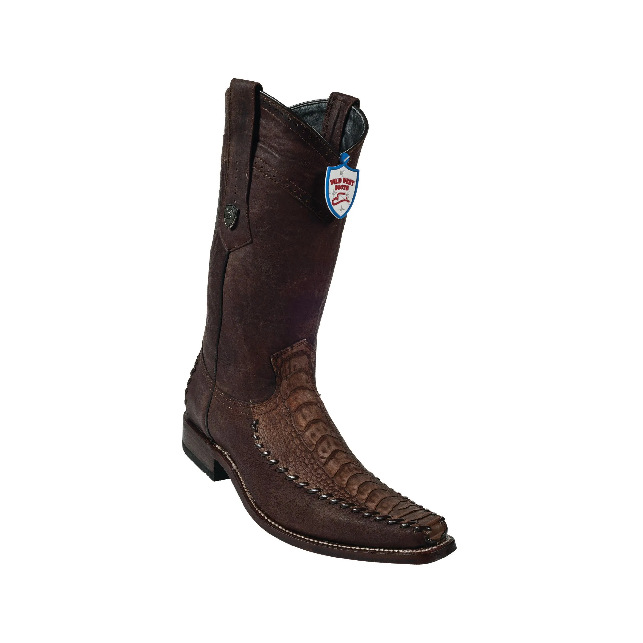Men's Wild West Ostrich Leg With Deer (Grasso) Boots European Square Toe