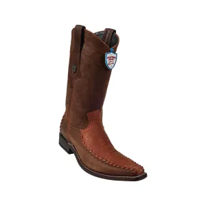 Men's Wild West Ostrich Leg With Deer (Grasso) Boots European Square Toe