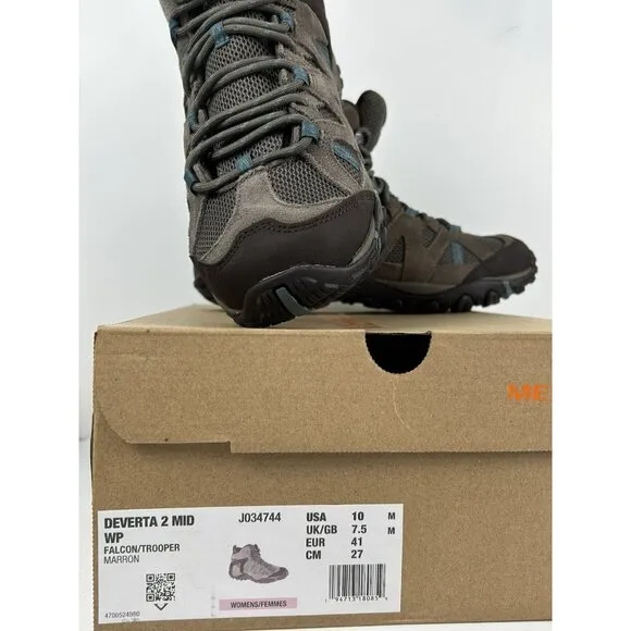 Merrell Deverta 2 Mid Waterproof Hiking Boots for Women US 10 New w/Box