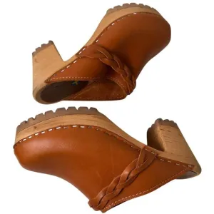 MIA Free People Elsa Swedish Clogs Braid Slip On Wood Heel Sz. 7.5 EC