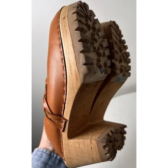 MIA Free People Elsa Swedish Clogs Braid Slip On Wood Heel Sz. 7.5 EC