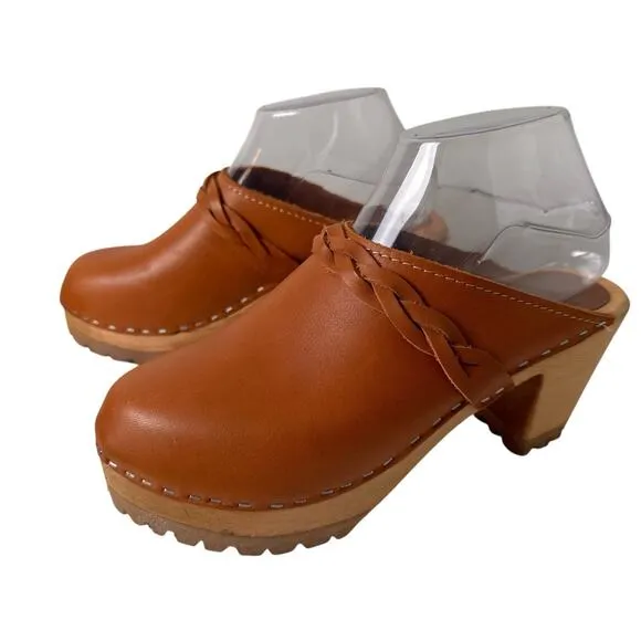 MIA Free People Elsa Swedish Clogs Braid Slip On Wood Heel Sz. 7.5 EC