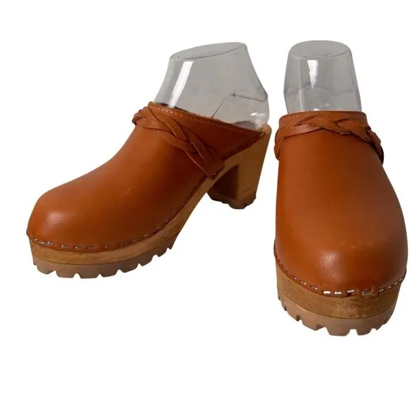 MIA Free People Elsa Swedish Clogs Braid Slip On Wood Heel Sz. 7.5 EC