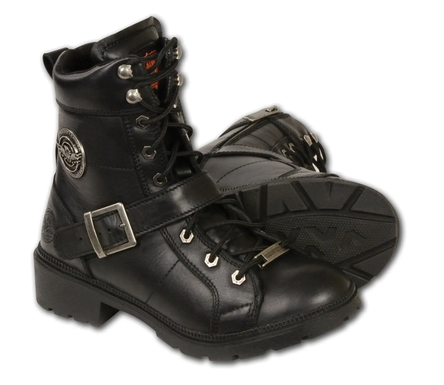 Milwaukee Leather Womens Boots with Lace Front and Zip Closure