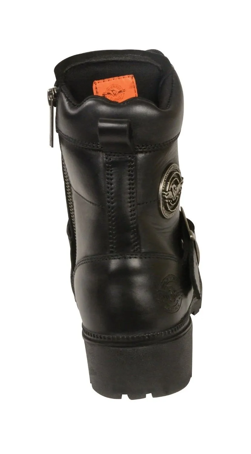 Milwaukee Leather Womens Boots with Lace Front and Zip Closure