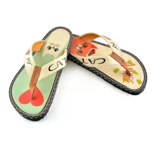 Mint & Coral I Love My Cat Flip-Flop CAL402