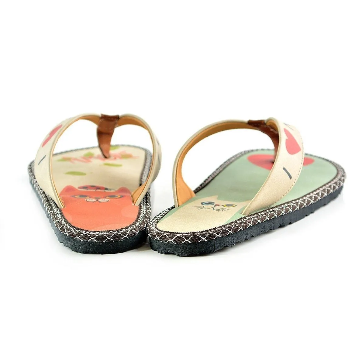 Mint & Coral I Love My Cat Flip-Flop CAL402