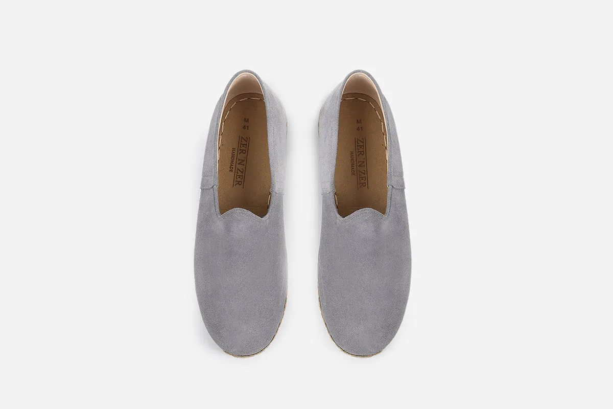 Mist Grey Handmade Suede Loafers (Men's)