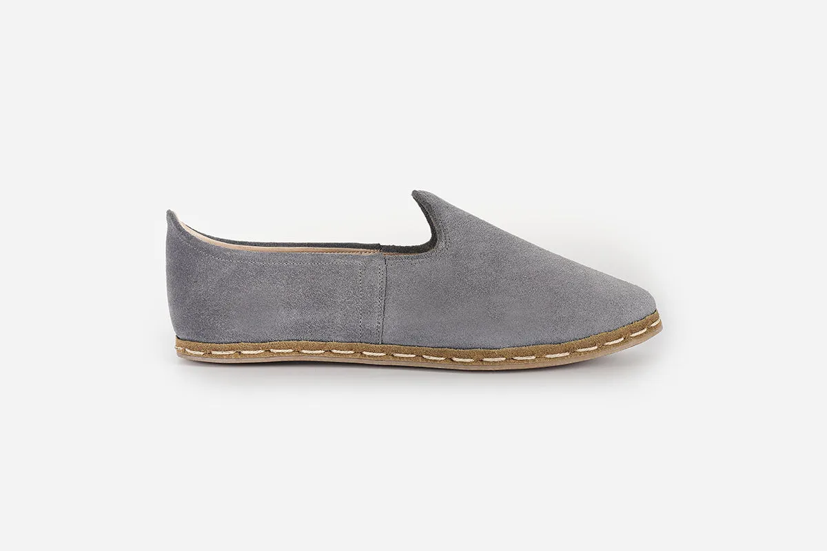 Mist Grey Handmade Suede Loafers (Men's)
