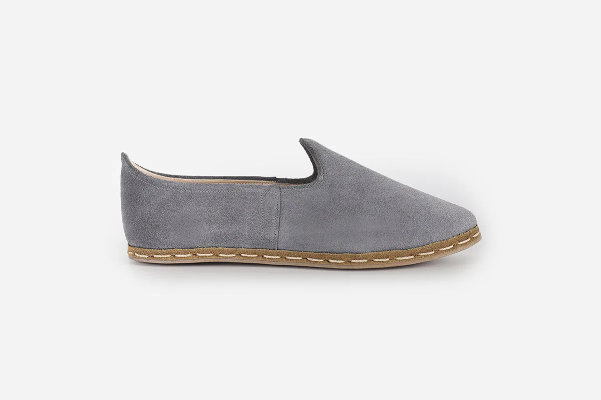 Mist Grey Handmade Suede Loafers (Women's)