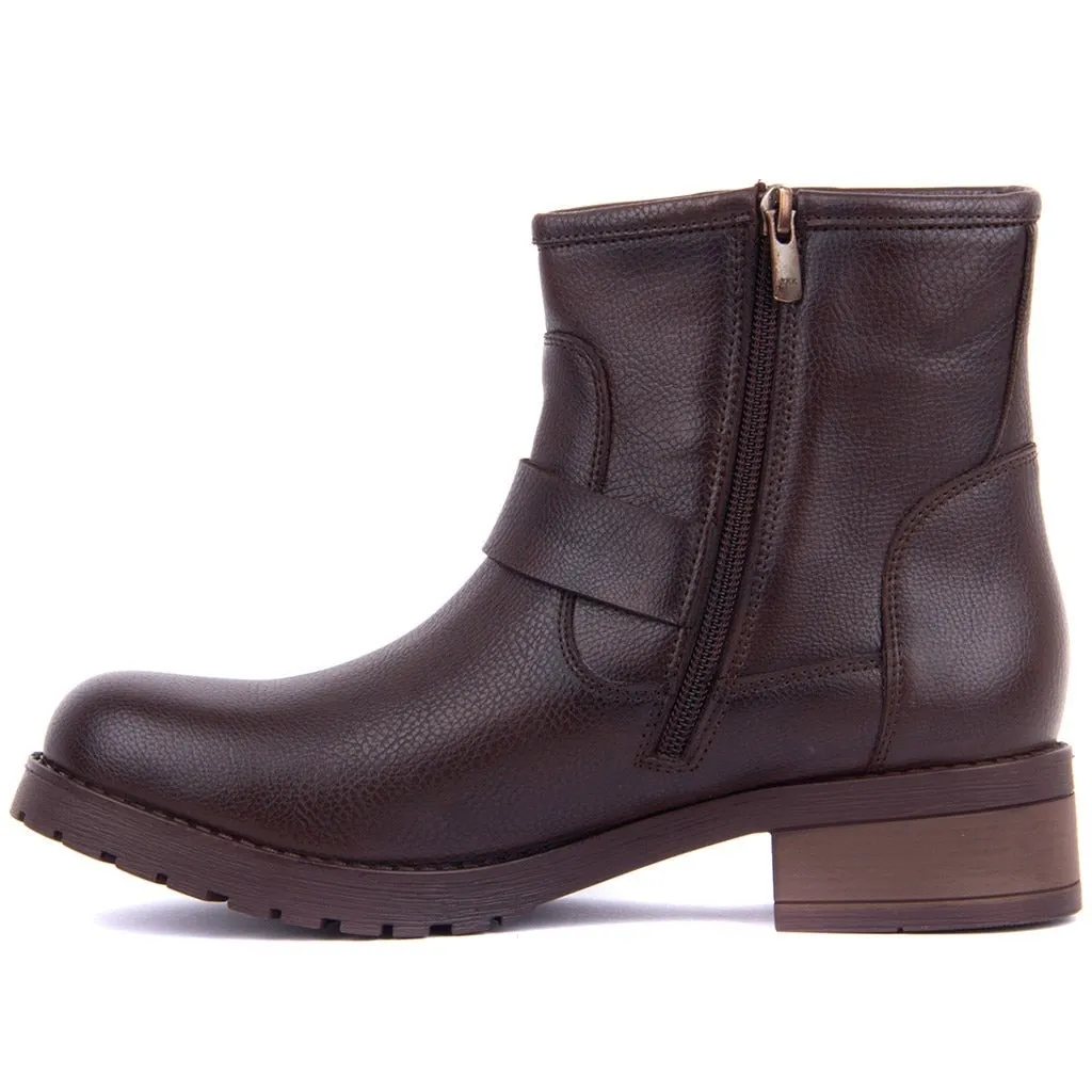 Moxee-Tan Leather Women Boots Autumn Winter Boots Shoes Woman Fashion Round Toe Zipper Combat Ladies Shoes Casual Spring Female Ankle Boots Size 36-40  Hot New