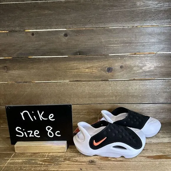 New $55 Little Kids Nike Aqua‎ Swoosh Water/Land Blk/White Shoes Sandals Size 8C