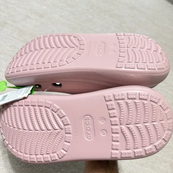 NEW Crocs Classic Crush Shimmer Clogs Clay Pink Men's Size 13 Chunky Platform