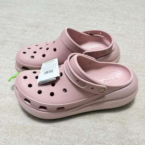 NEW Crocs Classic Crush Shimmer Clogs Clay Pink Men's Size 13 Chunky Platform