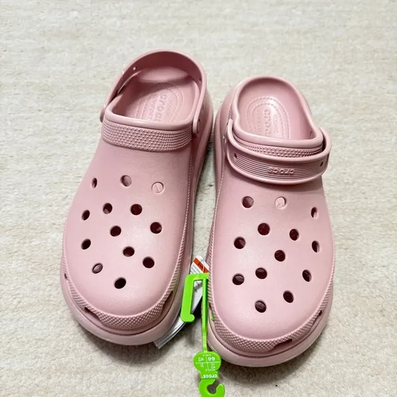 NEW Crocs Classic Crush Shimmer Clogs Clay Pink Men's Size 13 Chunky Platform