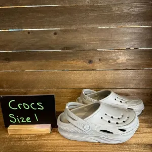 New‎ NWT Childrens Kids Crocs Off Grid Gray Comfort Clogs Sandals Shoes Size 1 Y