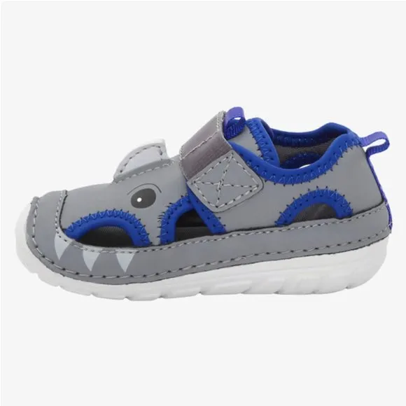 NEW Stride Rite Sizes 5- 6 (M &amp; W) Baby Boys Splash Sandal - Grey Shark
