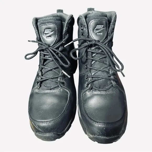 Nike Manoa Leather Water Resistant Black Boots 456975 001 Men's Size 9.5