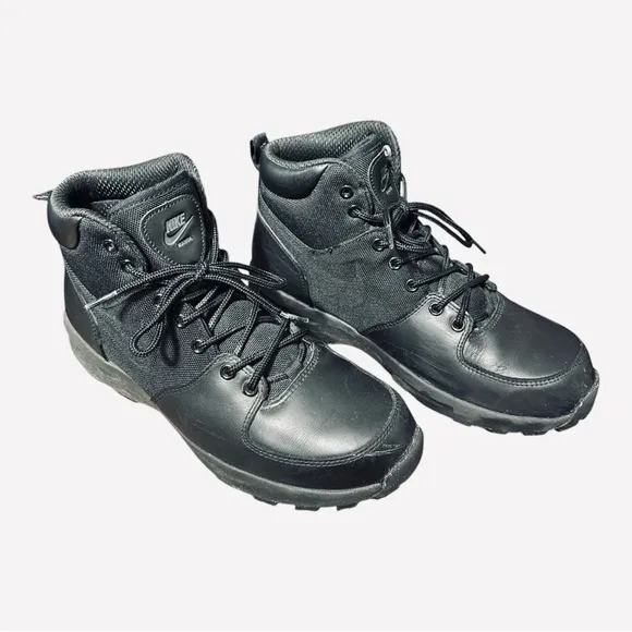 Nike Manoa Leather Water Resistant Black Boots 456975 001 Men's Size 9.5