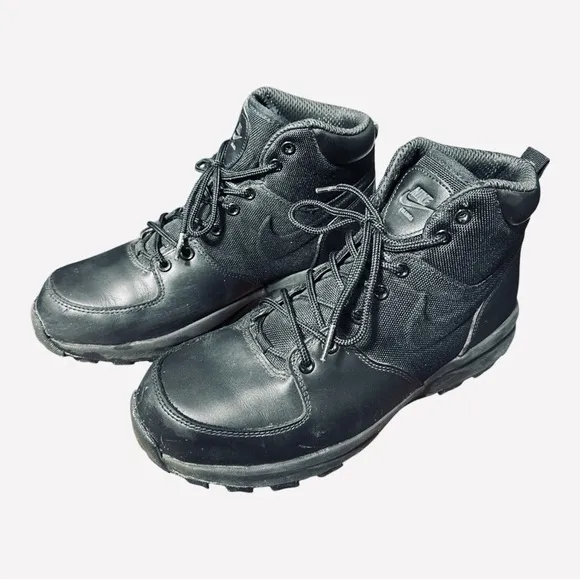 Nike Manoa Leather Water Resistant Black Boots 456975 001 Men's Size 9.5