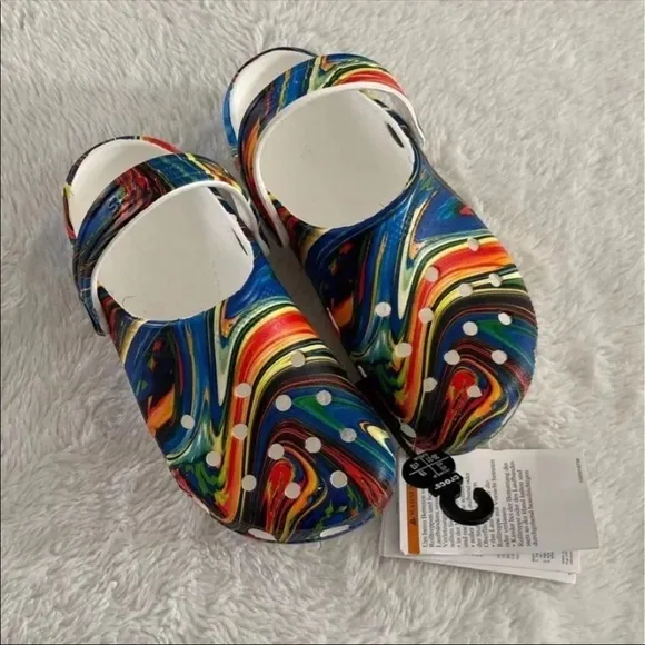 (NWT) Crocs Classic Out Of This World Clog White / Marbled Multicolor, C13