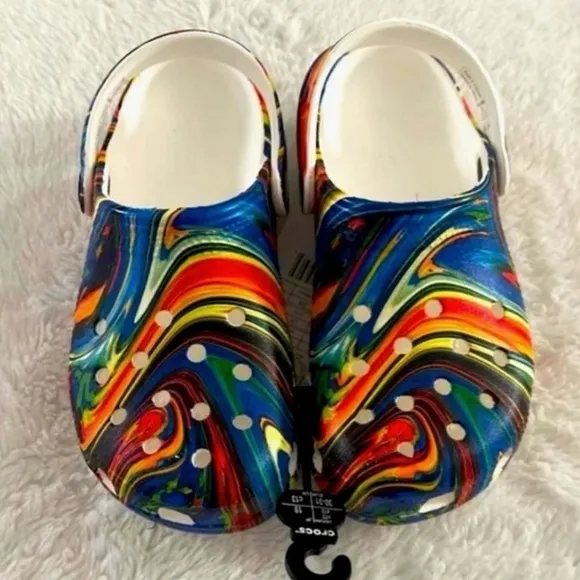 (NWT) Crocs Classic Out Of This World Clog White / Marbled Multicolor, C13
