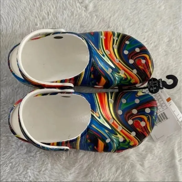 (NWT) Crocs Classic Out Of This World Clog White / Marbled Multicolor, C13