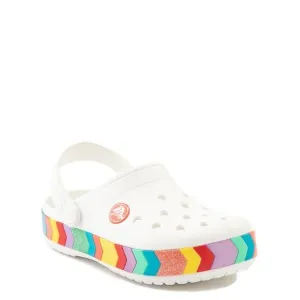 NWT Crocs Girls's CROCBAND CHEVRON BEADED Clogs in White-Size 4 Toddler