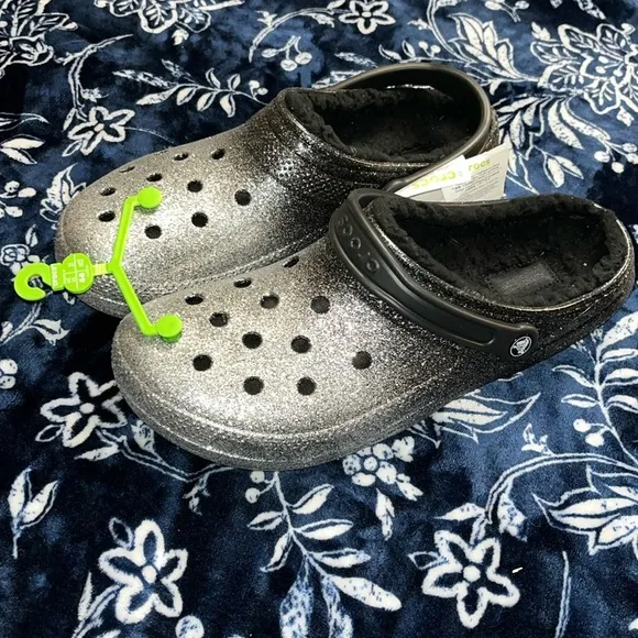 NWT! Crocs Unisex-Adult Classic Lined Glitter Clog