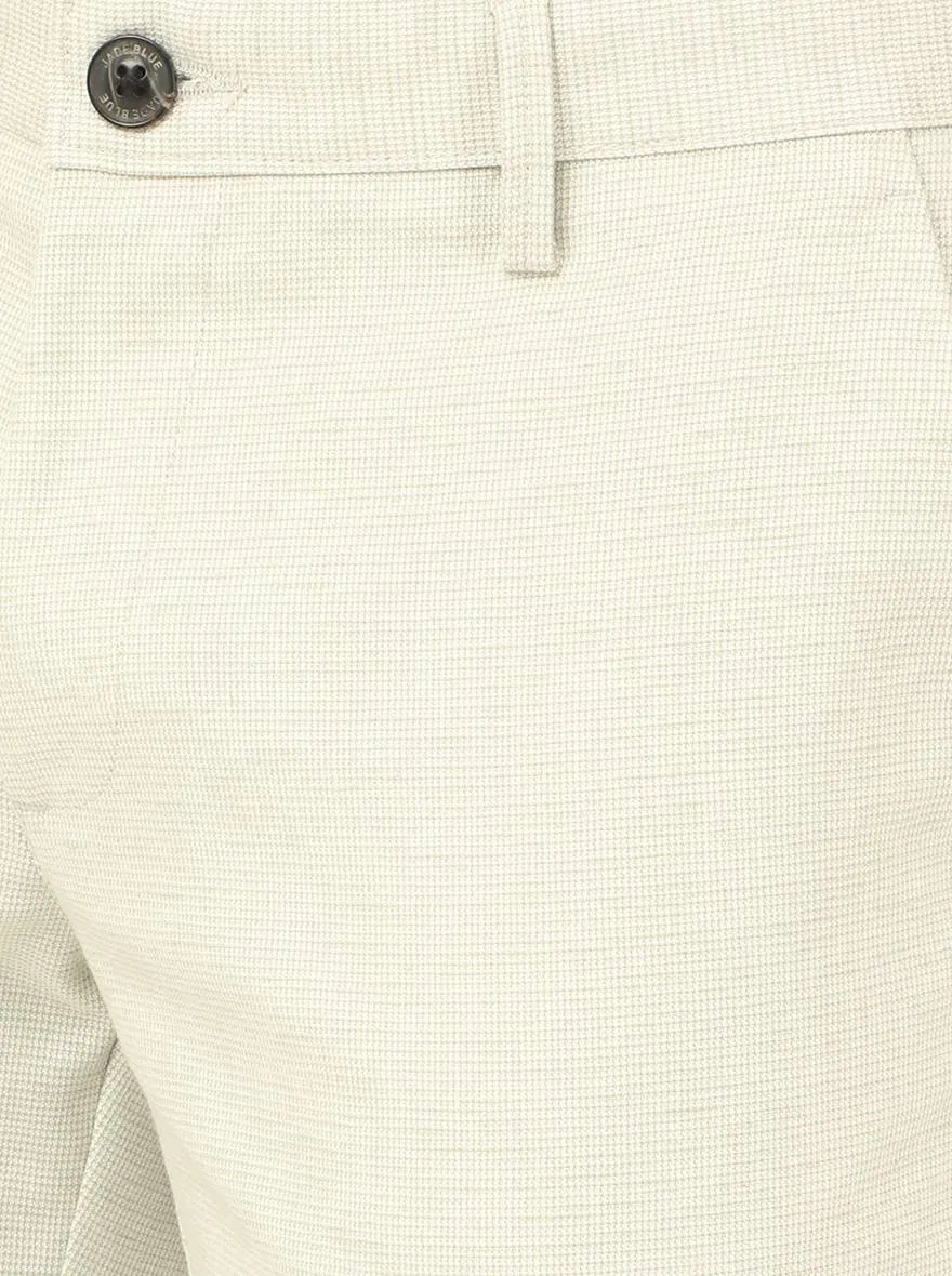 Off-White Solid Uno Fit Casual Trouser | JadeBlue
