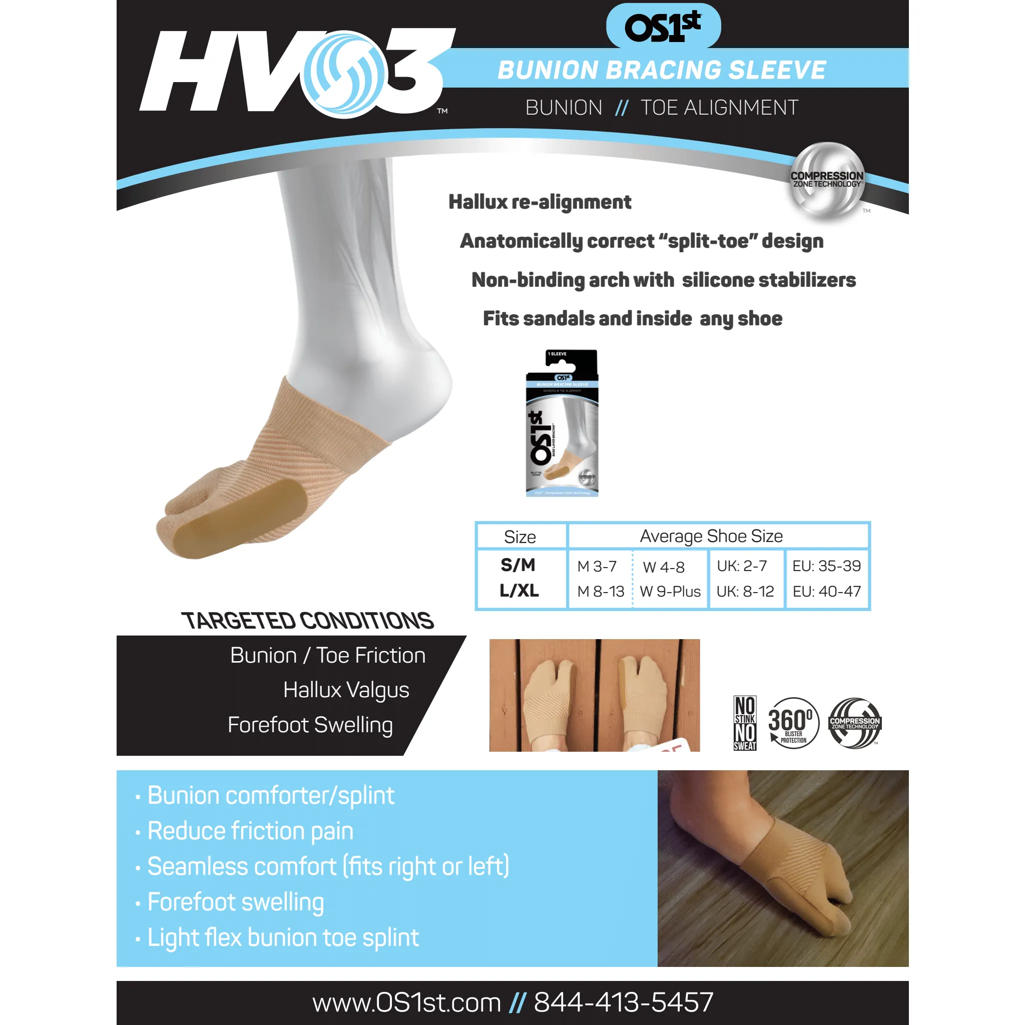 OS1st HV3 Bunion Brace
