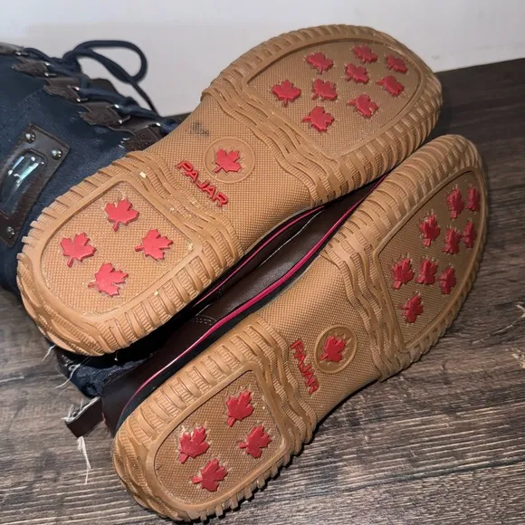 Pajar Grip Boots Women Sz 8-8.5  Blue Sherpa Lined Winter Snow Tall EUC CANADA
