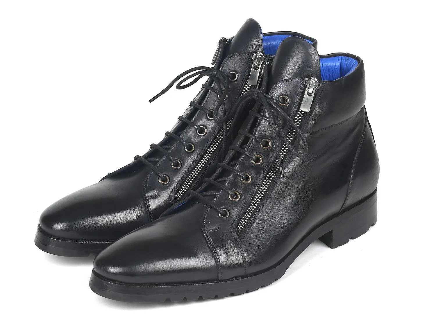 Paul Parkman Black Leather Side Zipper Boots