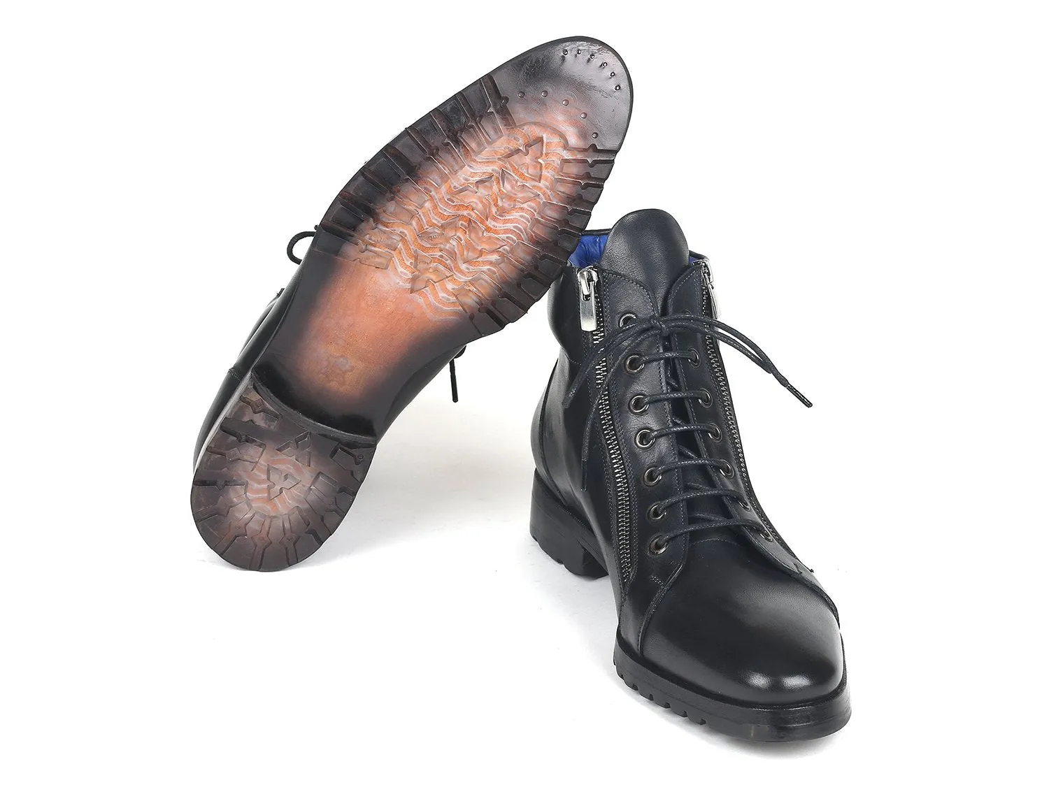 Paul Parkman Black Leather Side Zipper Boots